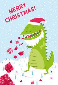 Christmas Card 20 Santa Godzilla Christmas Card Illustration Christmas Christmas Cards