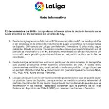 El cuadro de koeman comenzó dominando, y con los goles de messi y pedri, parecía que el duelo estaba. Tebas Insists He Doesn T Feel Betrayed As Barca Withdraw From Miami Game Tribuna Com