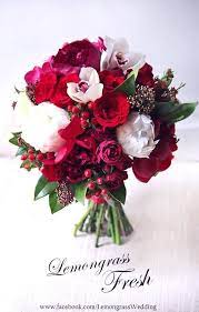 Wedding Bridal Bouquet Red Bride Bridesmaids Winter Spring Berries Roses Orchids Red Bridal Bouquet Bridal Bouquet Wedding Flowers
