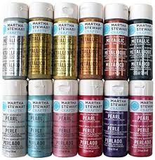 martha stewart crafts multi surface acrylic craft paint set 2 ounce promomet prl metallic and pearl best selling colors