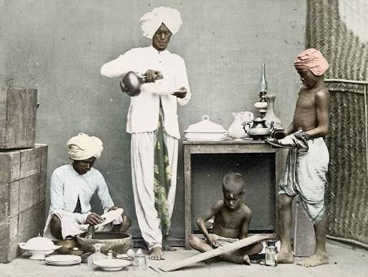 Domestic servants in Madras, circa 1870