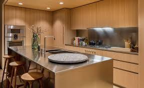 oak cabinets and satin finish stainless