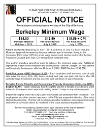 Minimum Wage Ordinance City Of Berkeley Ca