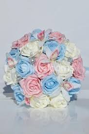 Baby Pink Baby Blue Wedding Flowers Vintage Baby Pink And Blue Rose Bridesmaid Bouquet W Madaga Rose Bridesmaid Bouquet Blue Rose Bouquet Bridesmaid Bouquet