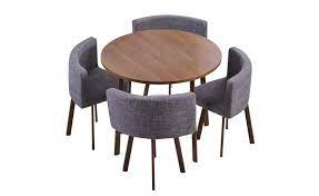 table ronde et chaises riga chene fonce et tissu gris table et chaises chaise salle a manger mobilier de salon