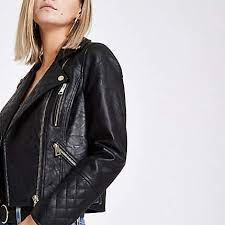 River Island Petite Black Faux Leather Biker Jacket Faux Leather Jacket Women Black Shirts Women Faux Leather Biker Jacket
