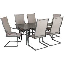 The Lucca 7 Piece Patio Dining Set By World Source Has Stylish Sling Chairs Featuring Modern Sled Style Mot Outdoor Living Metal Building House Plans Patio Set