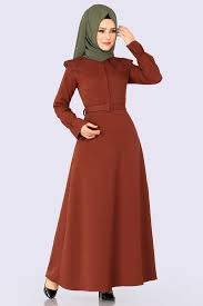 Modaselvim Elbise Lazer Detayli Kemerli Elbise 3998mb205 Kiremit Dresses Muslim Dress Hijab Fashion