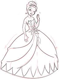 How To Add The Princess And The Frog Step By Step Drawing Lesson For Girls How To Draw Step By Step Drawing Tutorials Disney Princess Coloring Pages Princess Coloring Pages