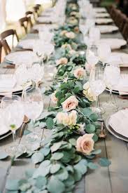 Simple Table Garland With White Or Soft Pink Roses Dahlias Whatever Is Inexpensive Local And In Season Cheap Wedding Flowers Wedding Table Floral Wedding