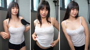 [4K] Wet Shirt. How See Through is It? Transparent No Bra Dry vs Wet Try on  Haul