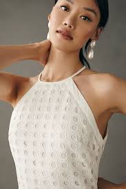 Vineet Bahl Eyelet Halter Dress