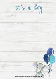 6 Free Blue Elephant Themed Birthday And Baby Shower Invitation Templates Baby Boy Invitations Baby Shower Invitations For Boys Printable Baby Shower Invitations