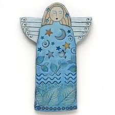 Angel Handmade Ceramic Angel Home Decor Wall Art Stars Moon Ceramica Hecha A Mano Artesanias Navidenas Decoracion De Unas