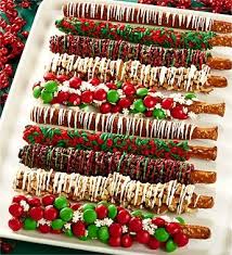 Gourmet Chocolate Dipped Pretzel Rods Christmas Food Christmas Snacks Christmas Treats