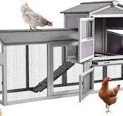 MEDEHOO 80" Mobile Chicken Coop with Wheels - Weatherproof Wooden Hen  House, Outdoor Poultry Cage & Nesting Box Run, Expandable Design