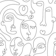 Terrazzo Pattern Wallpaper Removable Vinyl Wallpaper Etsy Line Drawing Art Abstract Faces