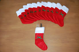 Chaussette De Noel Range Couverts En Feutrine Decoration De Table Diy Noel Feutrine Chaussette Noel Idee Deco Noel