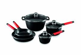 Fundix By Castey 8 Piece Nonstick Cast Aluminium Induction Set With Removable Red Handles Details Can Be Foun Cookware Set Cookware Sets Pots And Pans Sets