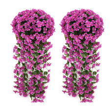 Check spelling or type a new query. Evoio Artificial Violet Ivy Flowers 2pcs Diy Hanging Basket Garland Wedding Wall Ratta Silk String Floral Decoration Purple Amazon Ae Home