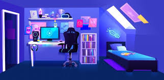 A Gamer Boy Room On An Attic Interior Banne Boy Room Anime Backgrounds Wallpapers Gamer Room