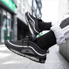 Nike Air Max 97 Black And Metallic Gold Blacked Out Beauty As You Can See The Air Max 97 Not Only Looks Good In Gold And Silver Sometimes A Clean Black Is All Nike Air Max 97 Nike