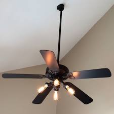 Quick Ceiling Fan Makeover Simply Remove The Shades And Screws And Use Edison Bulbs For A More Modern I Ceiling Fan Makeover Ceiling Fan With Light Fan Light