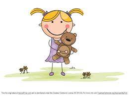 Free Cute Cartoon Girl with Stuffed Animal in Field