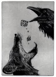 Black And White Raven Art Raven Artwork Raven Crow Black Bird Fox Aesop By Ravenstamps Raven Artwork Black Bird Crow