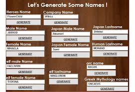 Name Generator Generate a female character here! name generator