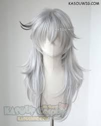 Kasou Wig Fate Apocrypha Saber Of Black Siegfried Medium Layered Light Gray Cosplay Wig With Black Streaks Ka003 Kawaii Hairstyles Wig Hairstyles Anime Hair