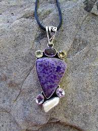 Large Sugilite Pendant Sterling Silver With Faceted Amethyst Citrine Freeform Freshwater Pearl Sugilite Necklace Sugilite Jewelry Sugilite Jewelry Sugilite Jewelry