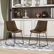 set of 2 bar stools metal+leather