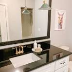 black granite bathroom countertop - Daly Digs