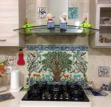 Hand Painted Kitchen Tile Backsplash Tile Mural Of The Jerusalem Olive Tree Mural Us Kitchen Tiles Backsplash Backsplash Mural Kitchen Backsplash Tile Designs