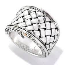 Artisan Silver By Samuel B Polished Textured Basket Weave Ring On Sale At Evine Com Woven Ring Artisan Silver Rings For Men