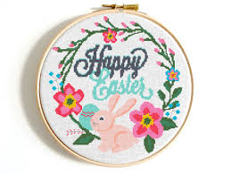 Easter Wreath Cross Stitch Easter Decor Easy Easter Cross