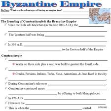 Byzantine Empire Powerpoint Cloze Notes Sheet Chart Map