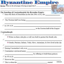 byzantine empire powerpoint cloze notes sheet chart map