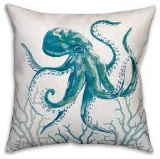 Sale price $11.05 $ 11.05 $ 13.00 original price $13.00 (15% off). Teal Octopus 18x18 Throw Pillow Beach Style Decorative Pillows By Designs Direct Houzz