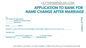 Application form for nach credit and nach debit. Application To Bank For Name Change After Marriage Letters In English