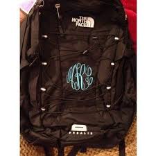 Black And Pink North Face Backpack Monogrammed Northface Backpack Backpack Black With Pink Monogram North Face Backpack The North Face Black North Face Backpack