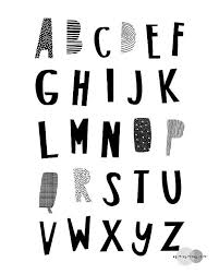 Alphabet Print Kids Room Decor Black And White Abc Scandinavian Print Downloadable Art Alphabet Print Kid Room Decor Scandinavian Print