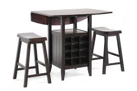 Reynolds Black Wood 3 Piece Modern Drop Leaf Pub Set With Wine Rack Pub Dining Set Pub Table Sets Wholesale Interiors