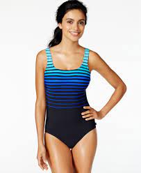 Reebok Ombre Stripe One Piece Swimsuit Swimwear Women Macy S Striped One Piece One Piece Swimsuits