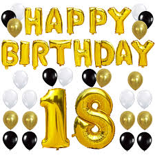 An 18th birthday opens so many doors. Happy Birthday Banner 18th Gold Number Balloons Number 18 Birthday Balloons Black And Gold 18th Birthday Decorations Banner Balloon 18 Years Old Birthday Decoration Supplies Toys Games Balloons