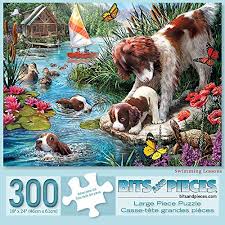 The larger jigsaw pieces are on one side of the jigsaw puzzle and are targeted at . Bits And Pieces Value Set Of Three 3 300 Piece Jigsaw Puzzles For Adults Hide And Seek Swimming Lessons The Perfect Opportunity Puzzles Measure 18 X24 300 Pc Jigsaws Artist Larry Jones Pricepulse