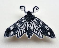 Black And White Insect With Wings Uk Moth Brooch Moth Badge Made From Linocut Print Butterfly Pin Badge Black And White Handmade In The Uk Brooch Linocut Prints Butterfly Pin