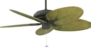 Plafondventilator Met Pompoen Achtige Motorhuis Met Groene Palmbalden Ceiling Fan Tropical Ceiling Fans Outdoor Ceiling Fans