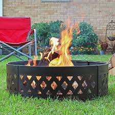 Large metal ring for fire pit. Sunnydaze Crossweave Fire Pit Campfire Ring Large Outdoor Heavy Duty Metal Round Wood Burning Firepit With Fire Poker 36 Inch Walmart Canada